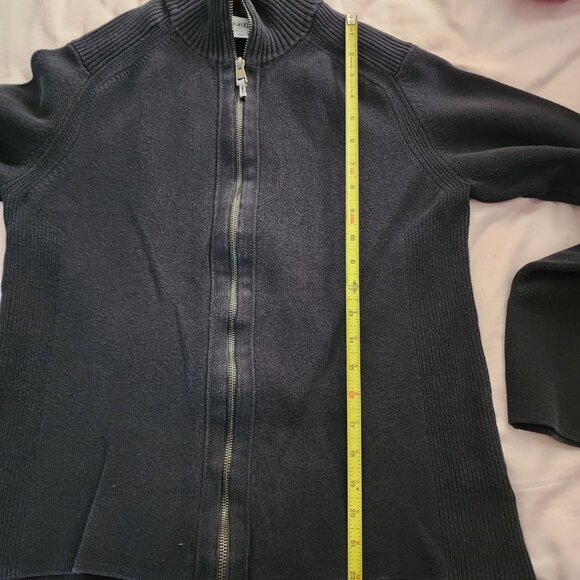 Calvin Klein Women’s Full Zip Ribbed Mock Neck Cotton Sweater – Size S – Black - Picture 7 of 7